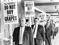 White collare professionals march in support of grape boycott.